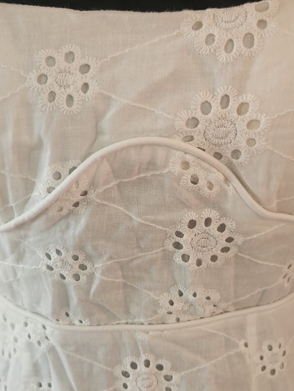 White Eyelet Puff-Sleeve Mini Dress - Picture 2 of 7